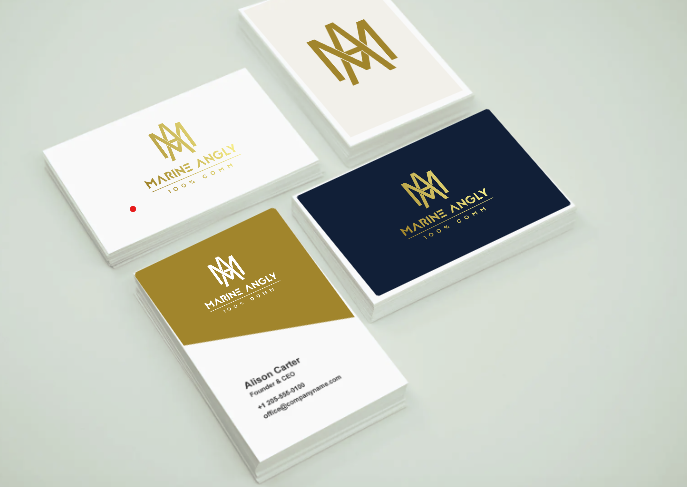 mockupcartes de visite agence de communication en freelance Marine Angly 100% COMM